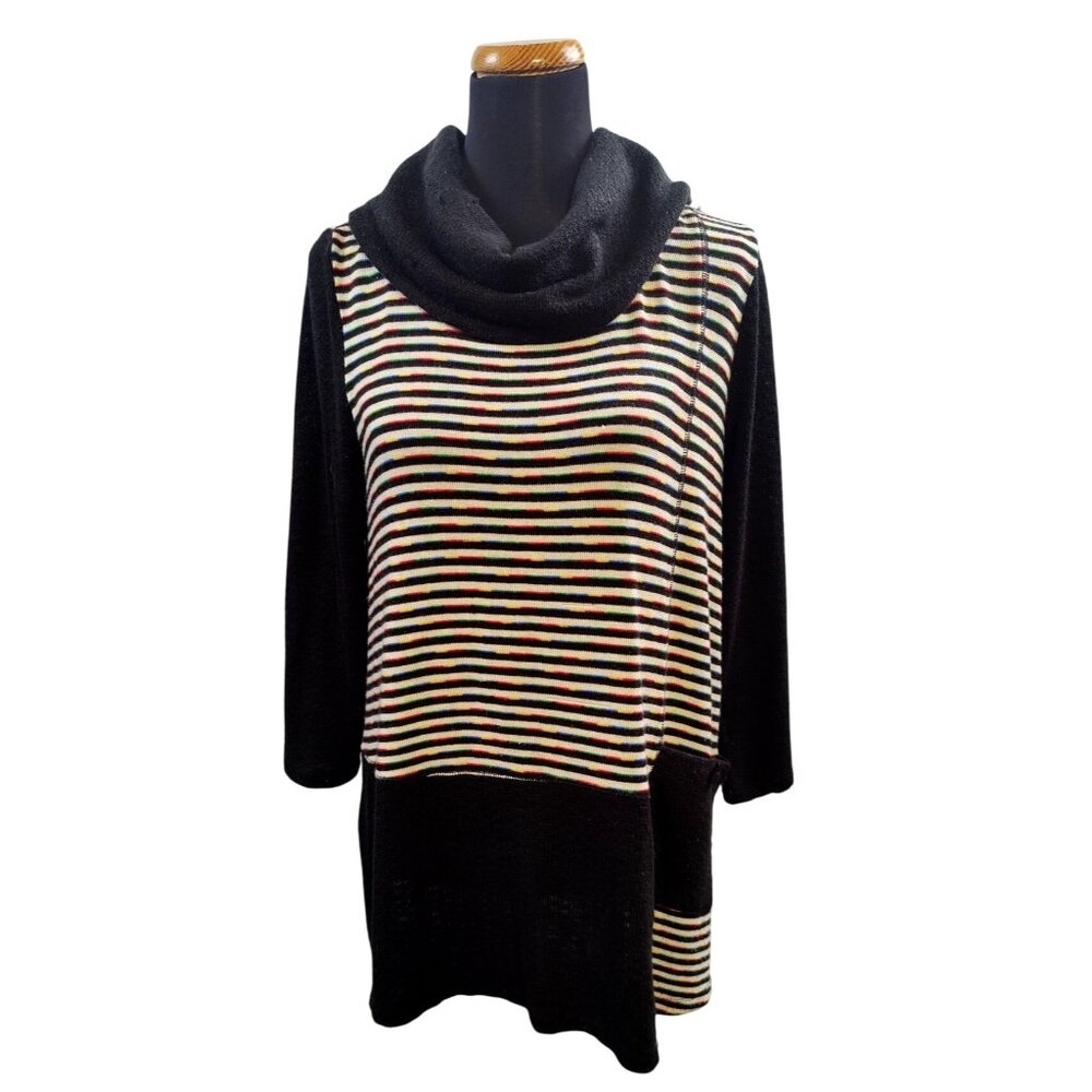 Ail Miles Women's Cowl Neck Colorful Artsy Sweater  Size M